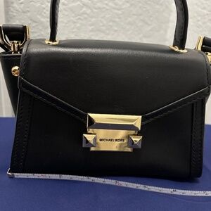 Michael Kors Black Leather and Gold Mini Crossbody